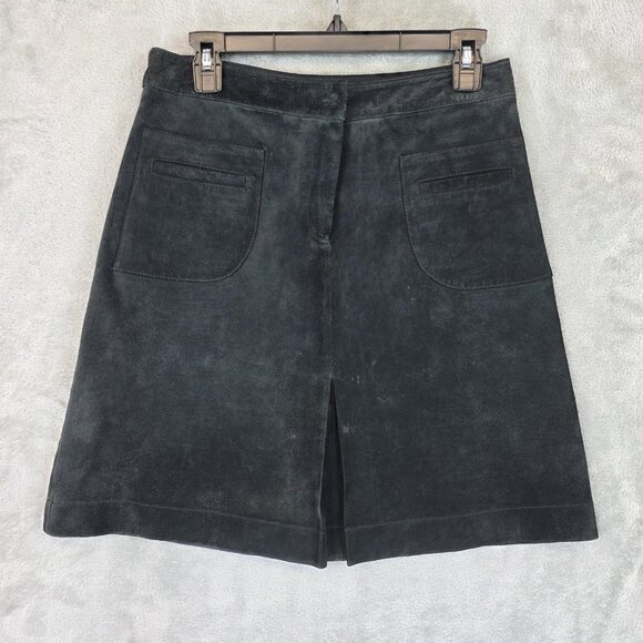 Lilly Pulitzer Suede Skirt Womens 8 Charcoal A-Line Washable Pig Suede Pockets - Picture 1 of 11